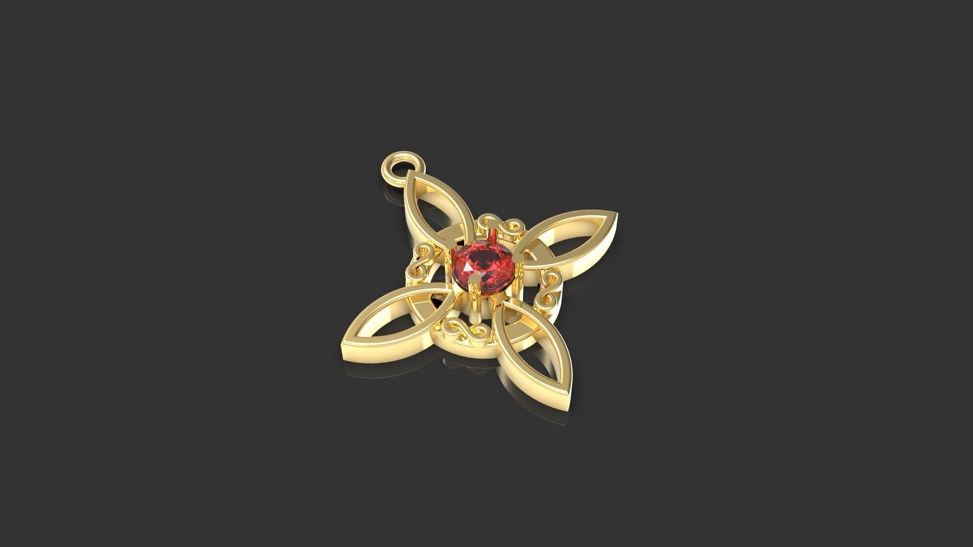 Witch Knot Pendant With Gemstone 3D print model_1