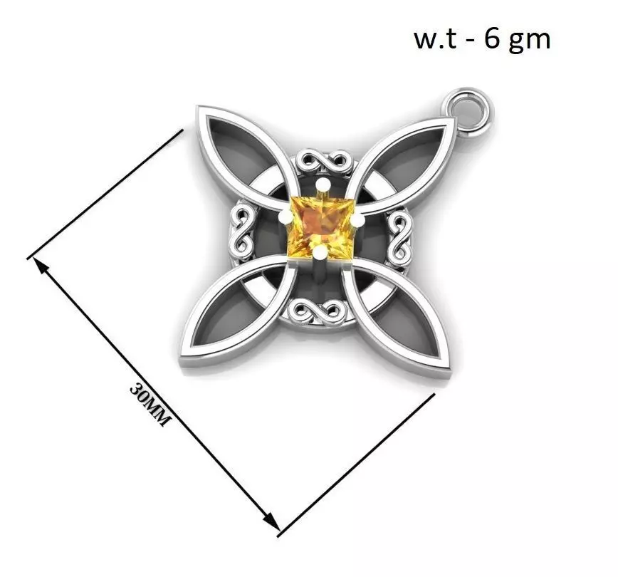 Witch Knot Pendant With Gemstone 3D print model_0