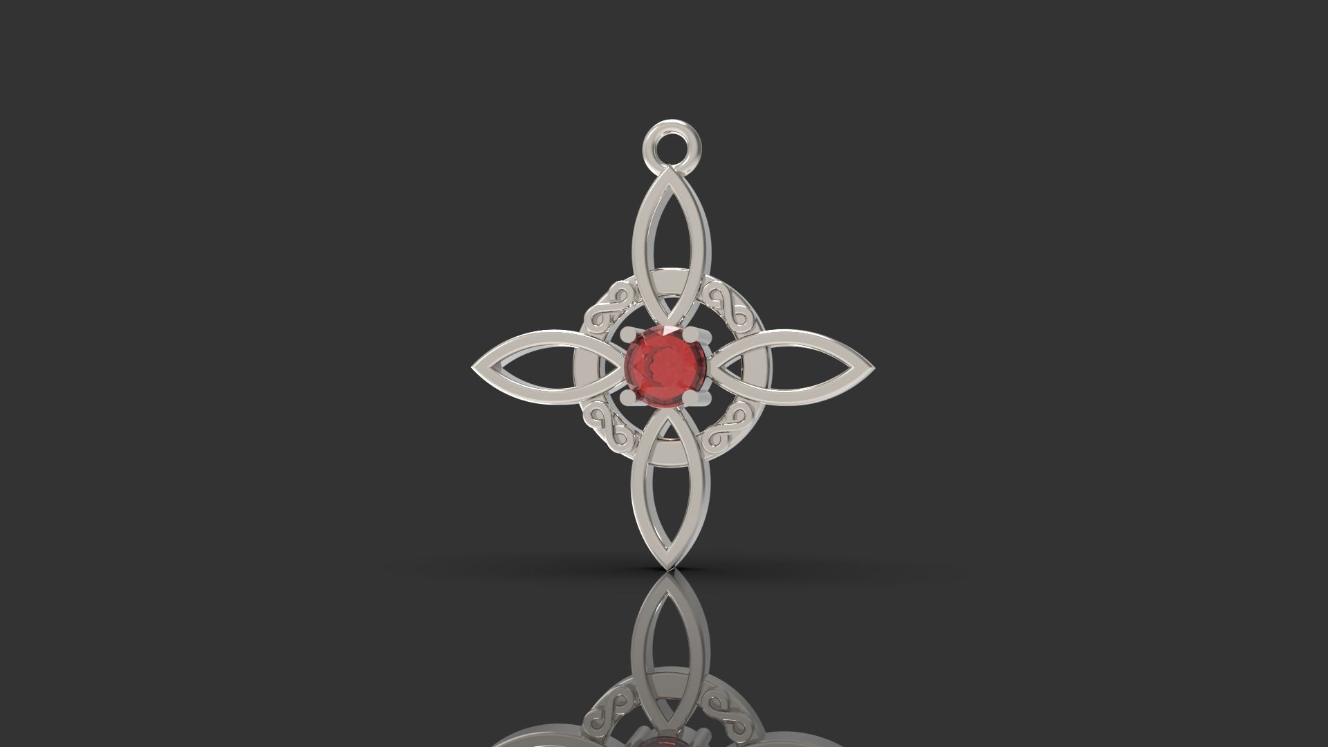Witch Knot Pendant With Gemstone 3D print model_3