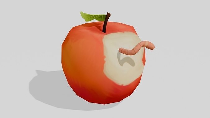 Apple and Worm - Hand Painted 3D model