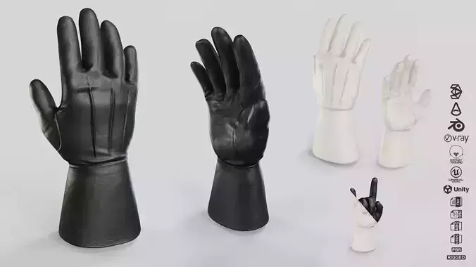 Gauntlet Gloves Low-poly 3D model