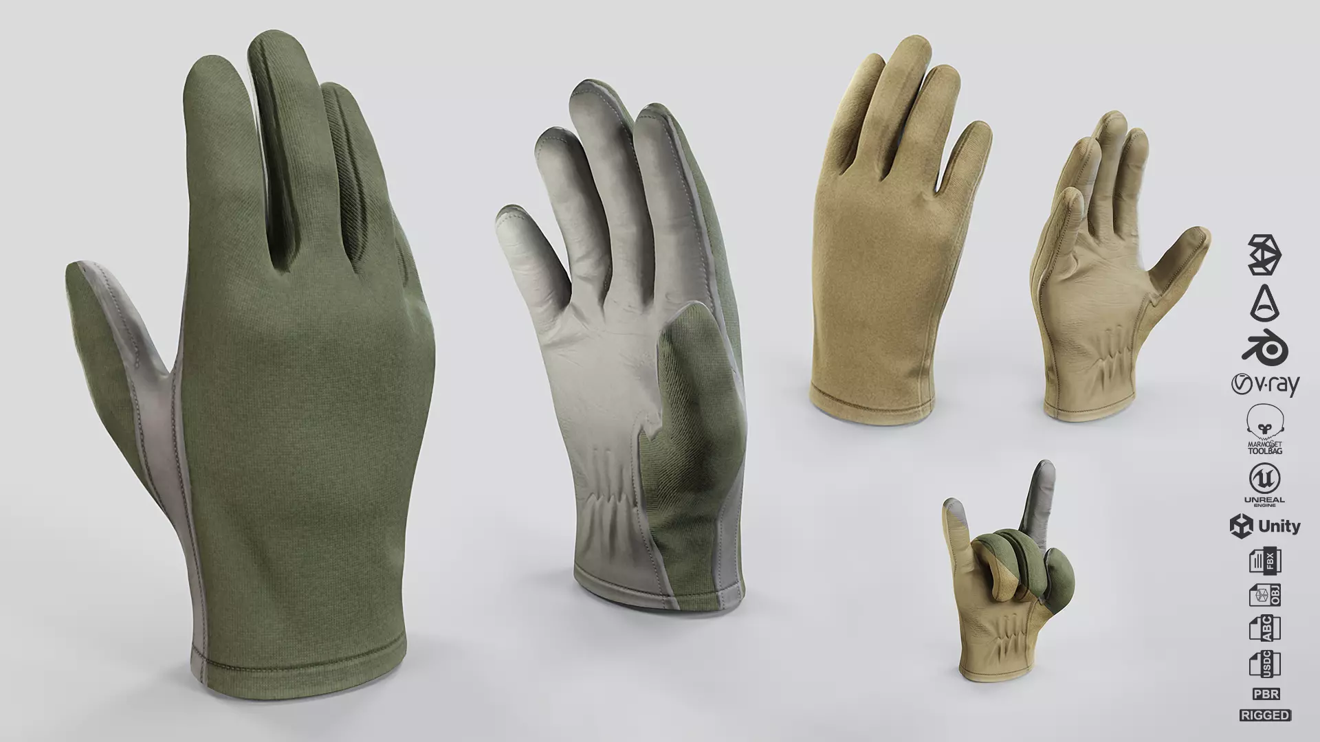 Nomex Flight Gloves Low-poly 3D model_0