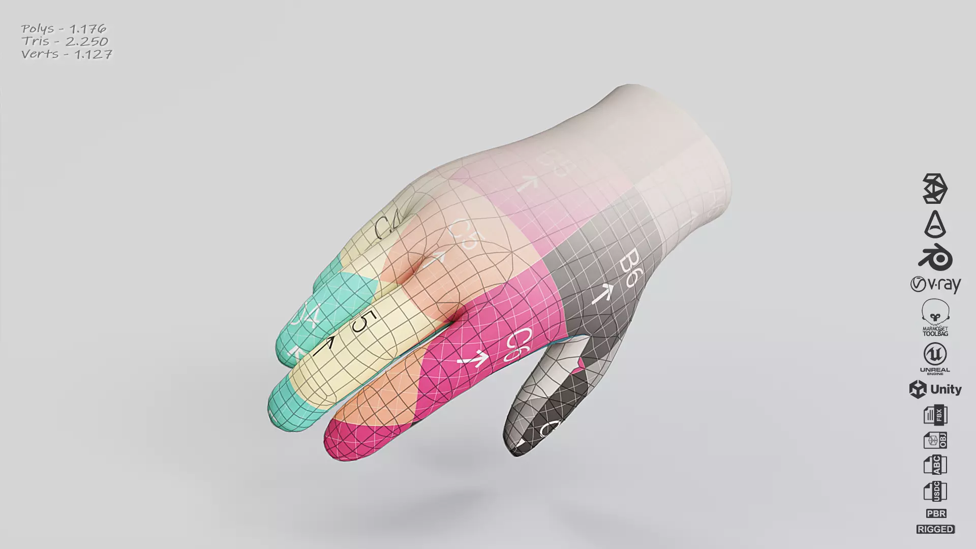 Nomex Flight Gloves Low-poly 3D model_4