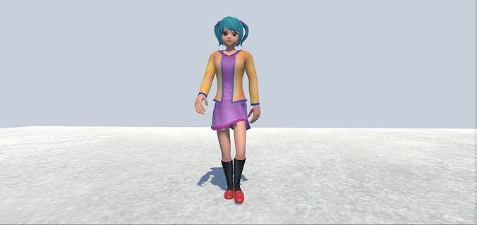 Teen Girl Avatar Toon Low-poly 3D model