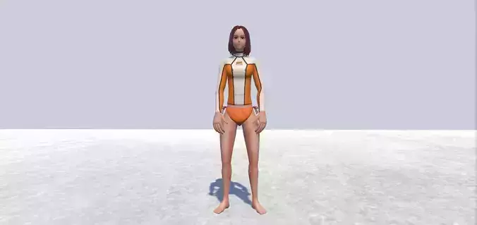 Surfing Avatar female Rigged Low-poly 3D model