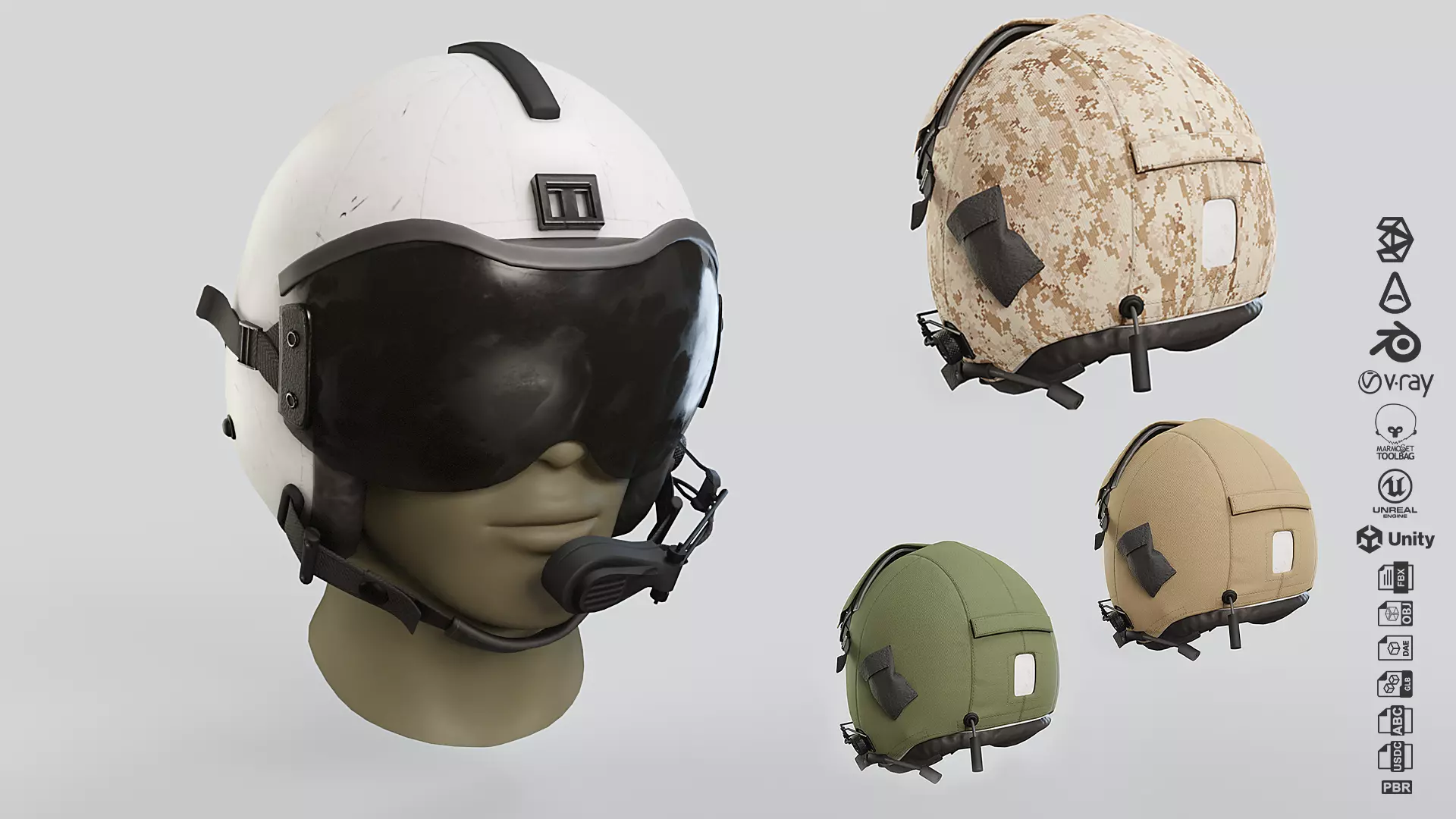 3D model Gentex HGU-84P Rotary Wing Helmet VR / AR / low-poly