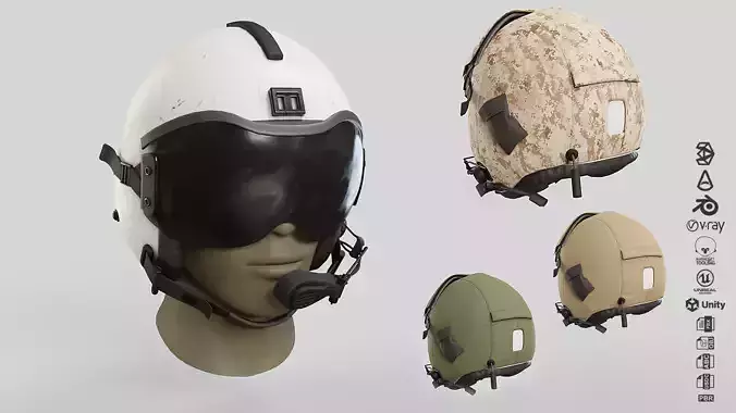 Gentex HGU-84P Helmet Low-poly 3D model
