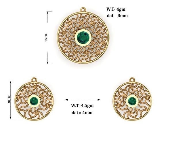Circular Floral Jewellery Set 3D print model