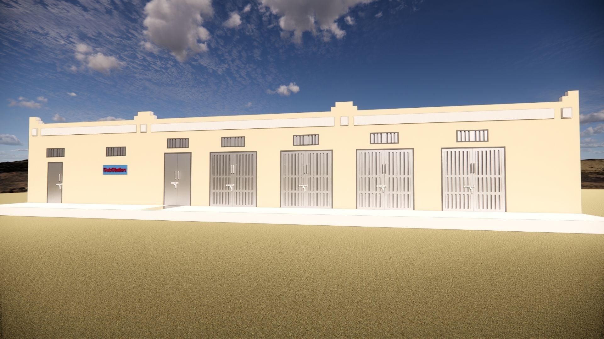 Electrical Substation 26m Building in Revit 3D model_1