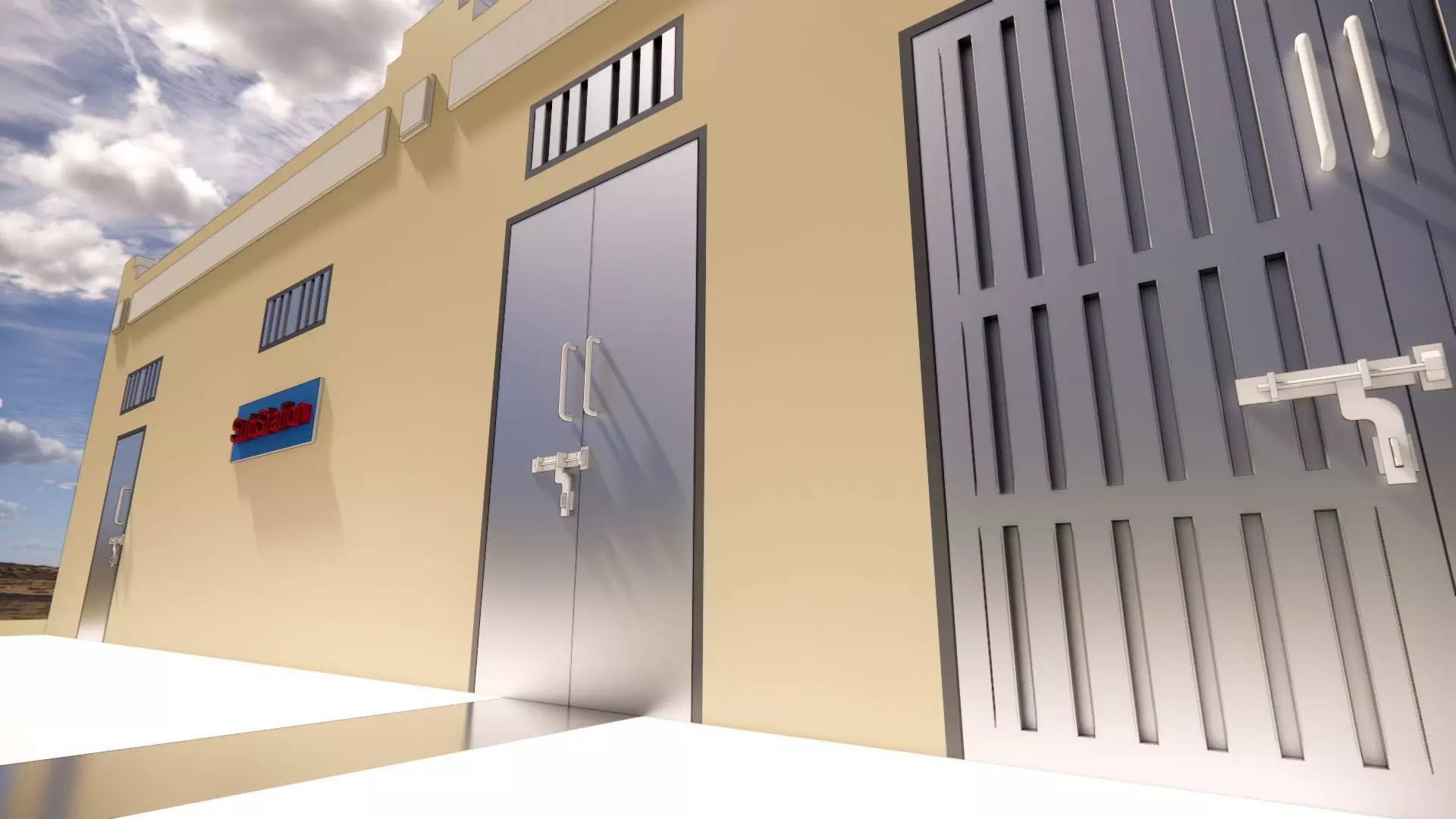 Electrical Substation 26m Building in Revit 3D model_0