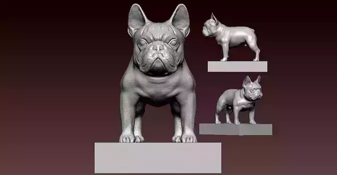 FRENCH DOG - DECOR STATUE MASCOT DESTOP - 3D PRINT