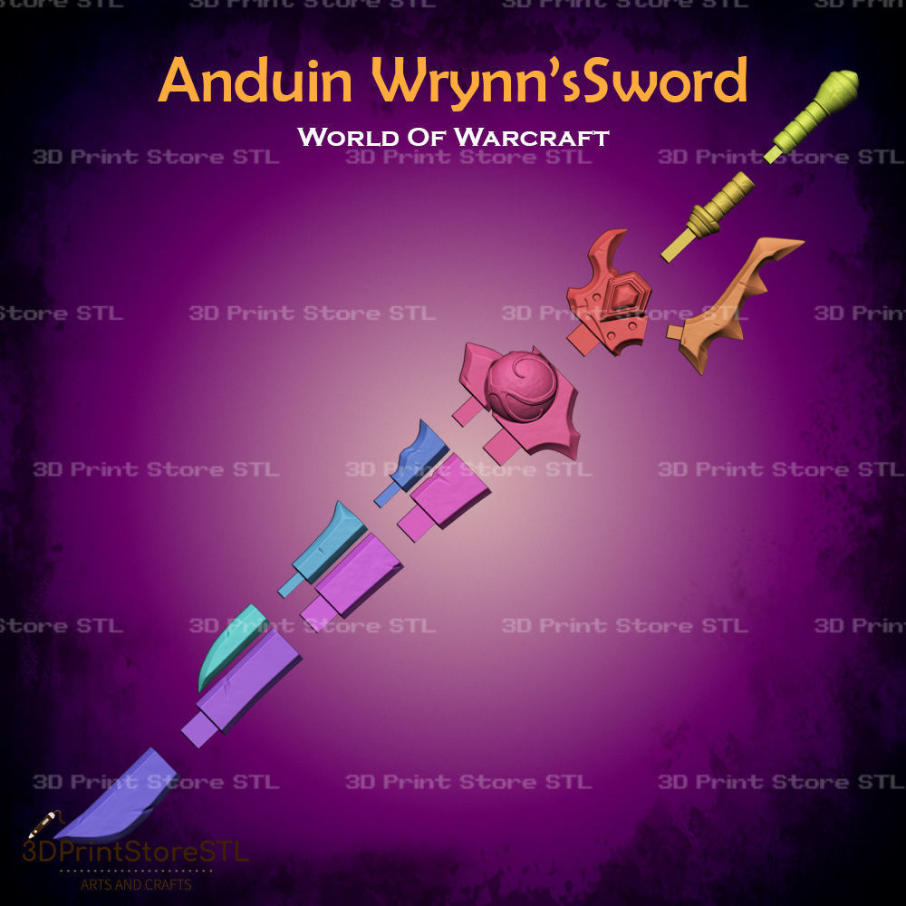 Anduin Wrynn Sword Cosplay World Of Warcraft - STL File 3D print model_2