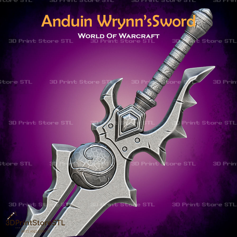 Anduin Wrynn Sword Cosplay World Of Warcraft - STL File 3D print model_1