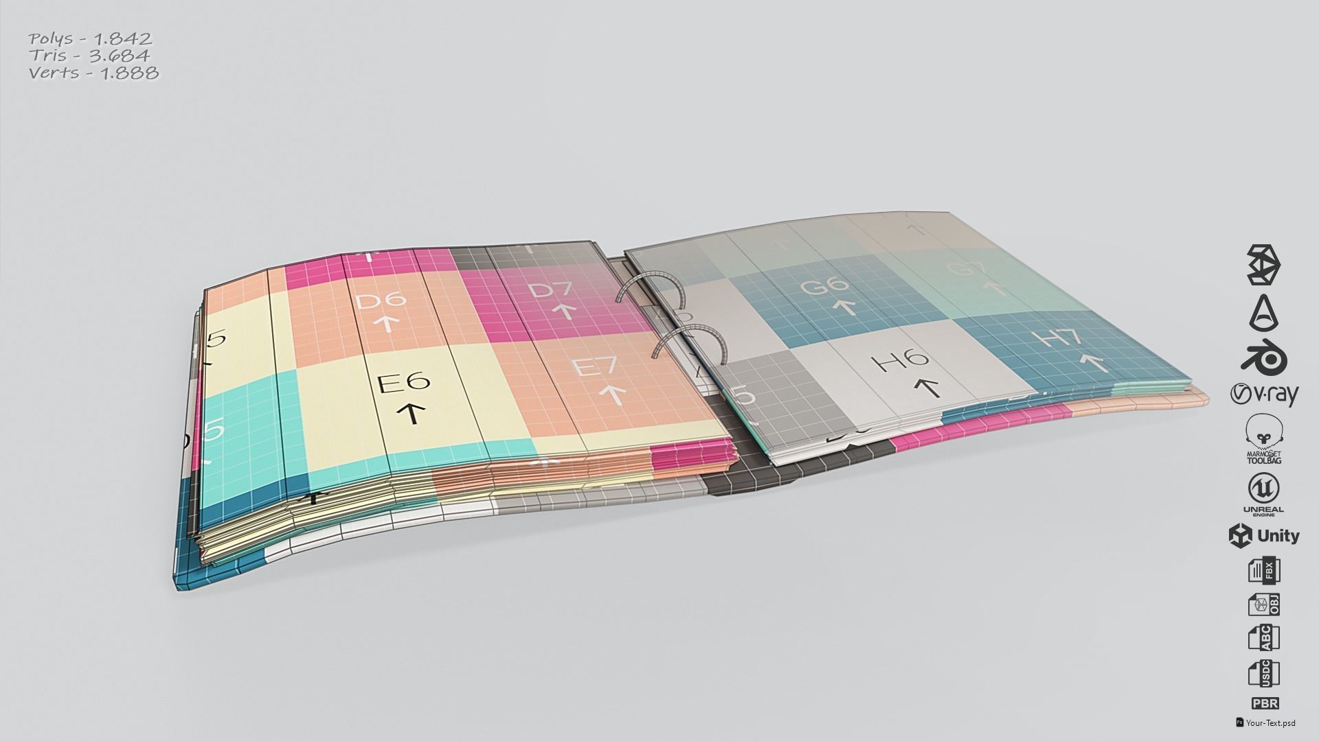 Ring Binder Low-poly 3D model_3