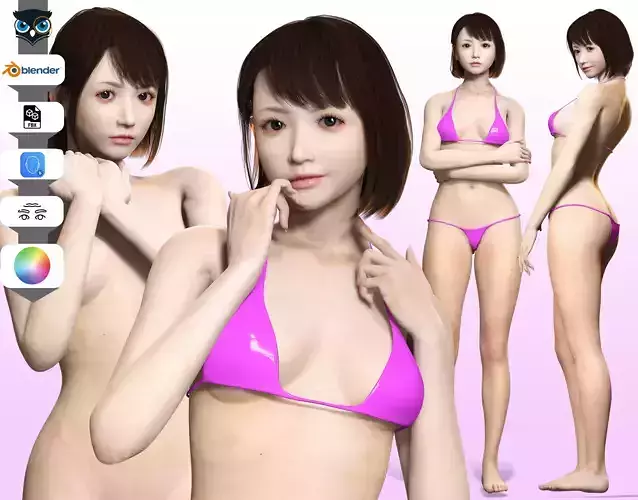 Rin - Realistic Asian Girl Hd Low-poly 3D model