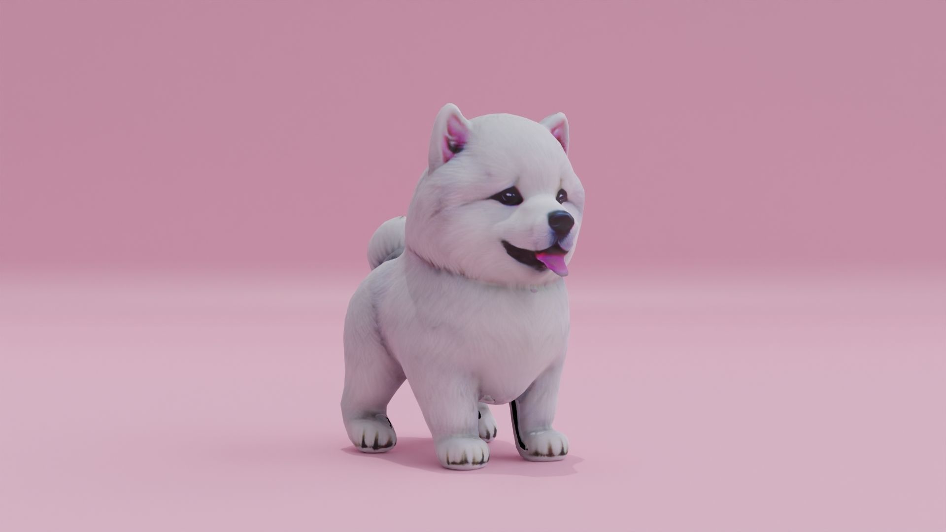 Puppy Dog Samoyed Cute Low High Poly Low-poly 3D model_1
