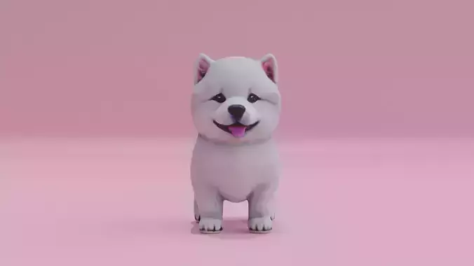 Puppy Dog Samoyed Cute Low High Poly