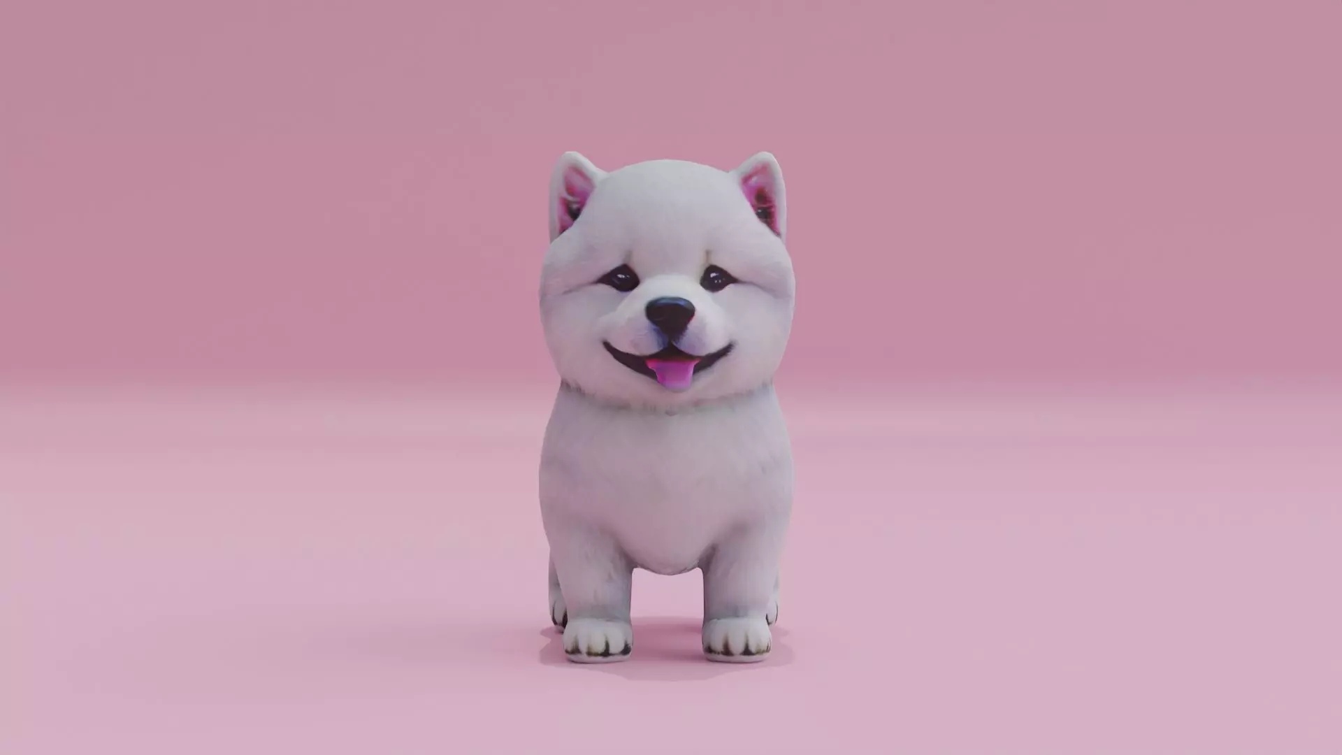 Puppy Dog Samoyed Cute Low High Poly Low-poly 3D model_0