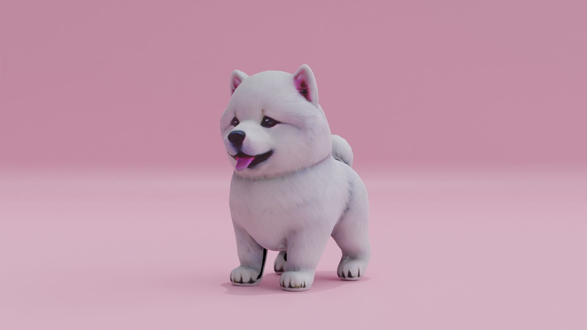 Puppy Dog Samoyed Cute Low High Poly Low-poly 3D model_4