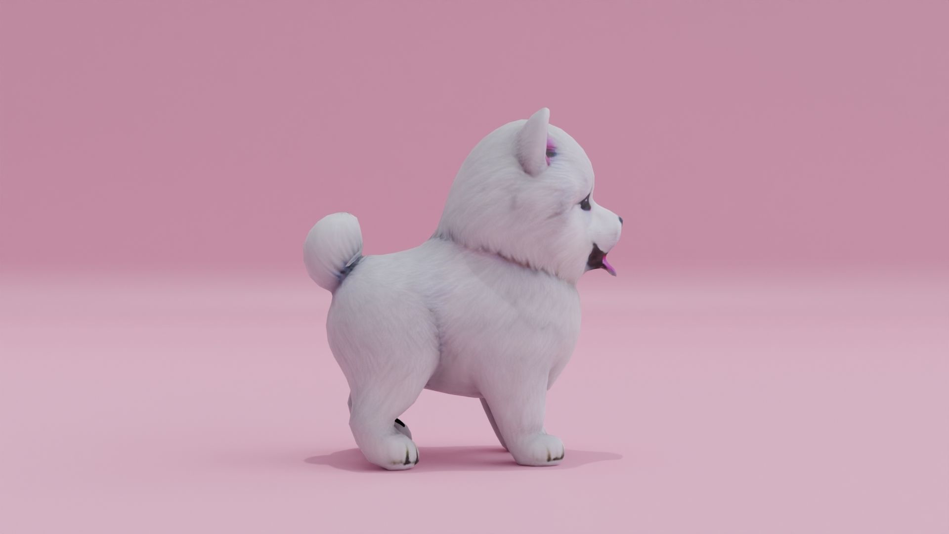 Puppy Dog Samoyed Cute Low High Poly Low-poly 3D model_3