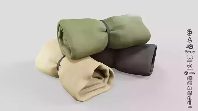 Rolled Cloth Low-poly 3D model