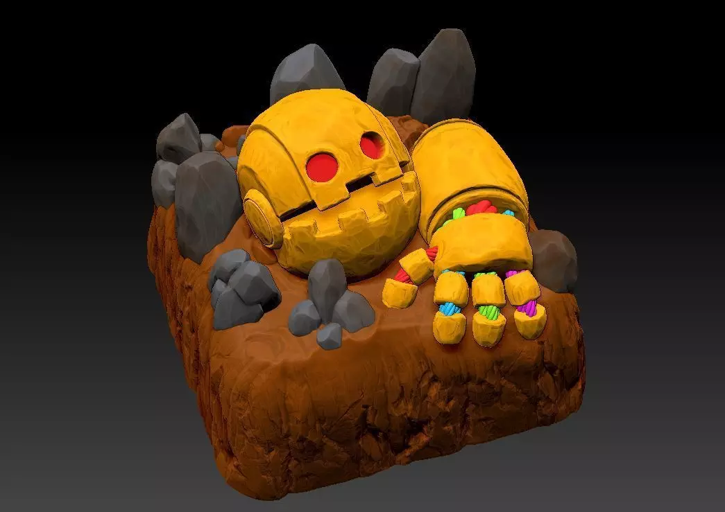 keycap artisan dead robot cute for keyboard or figure 3D print model_0