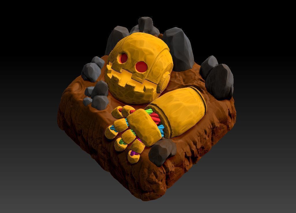 keycap artisan dead robot cute for keyboard or figure 3D print model_2