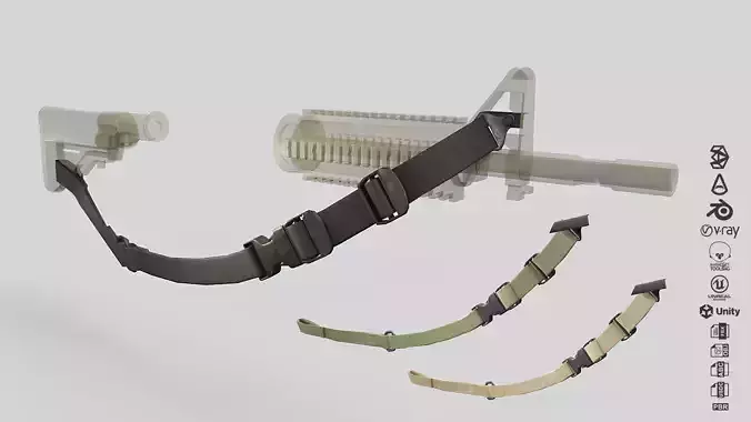 Tactical Sling Low-poly 3D model