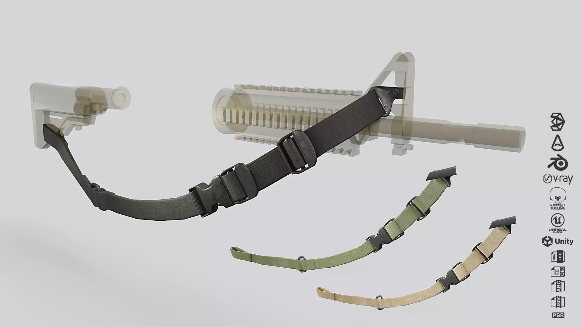 Tactical Sling Low-poly 3D model_0