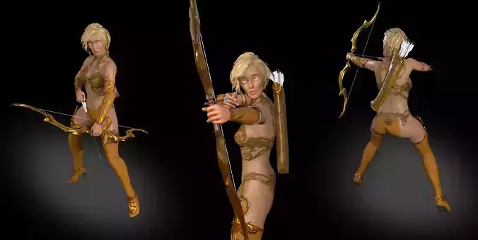 Archer Game ready model PBR Low-poly 3D model