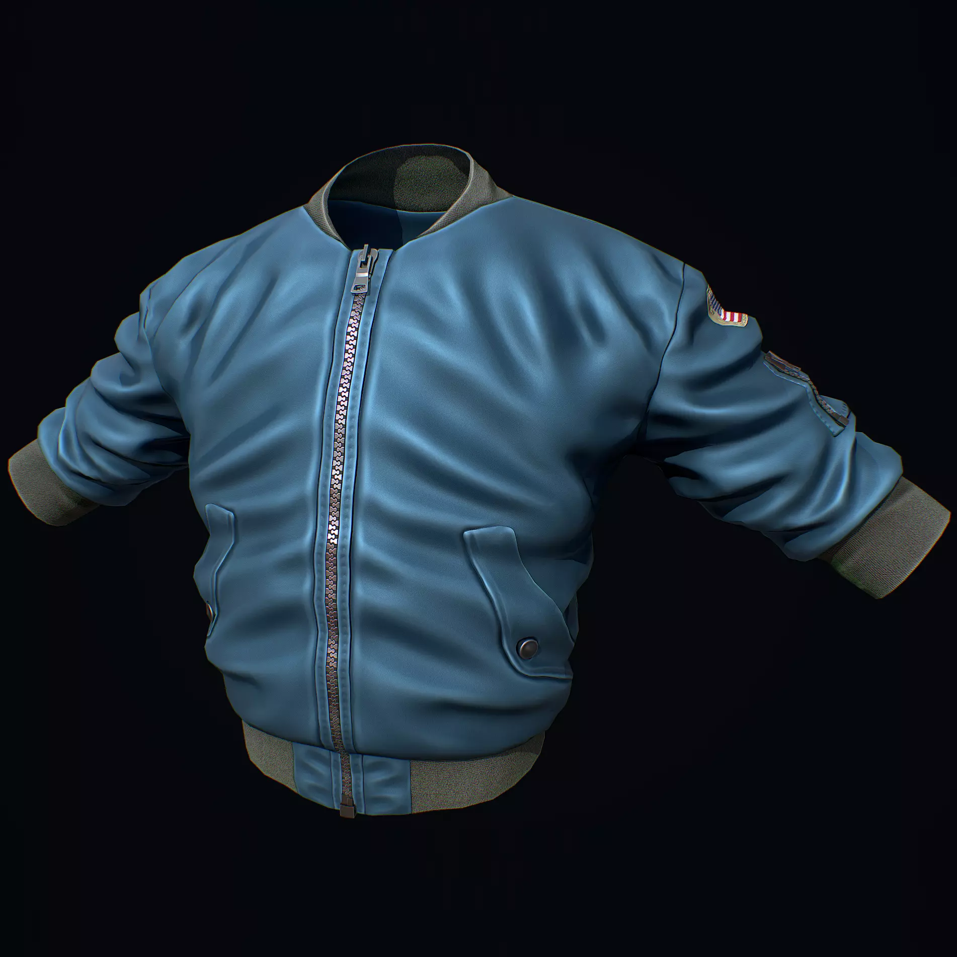Blue Bomber Jacket Low-poly 3D model