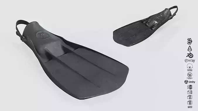 Scuba Fins Low-poly 3D model