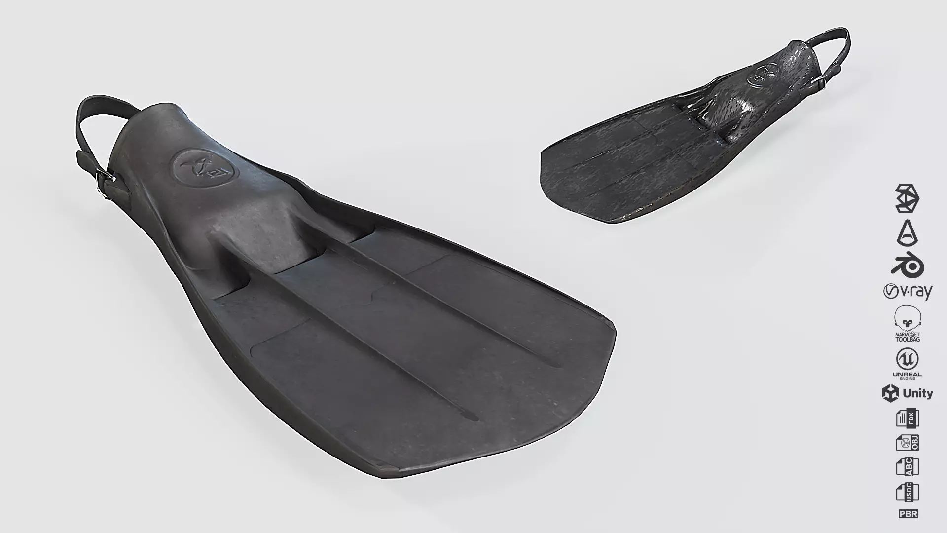 Scuba Fins Low-poly 3D model_0