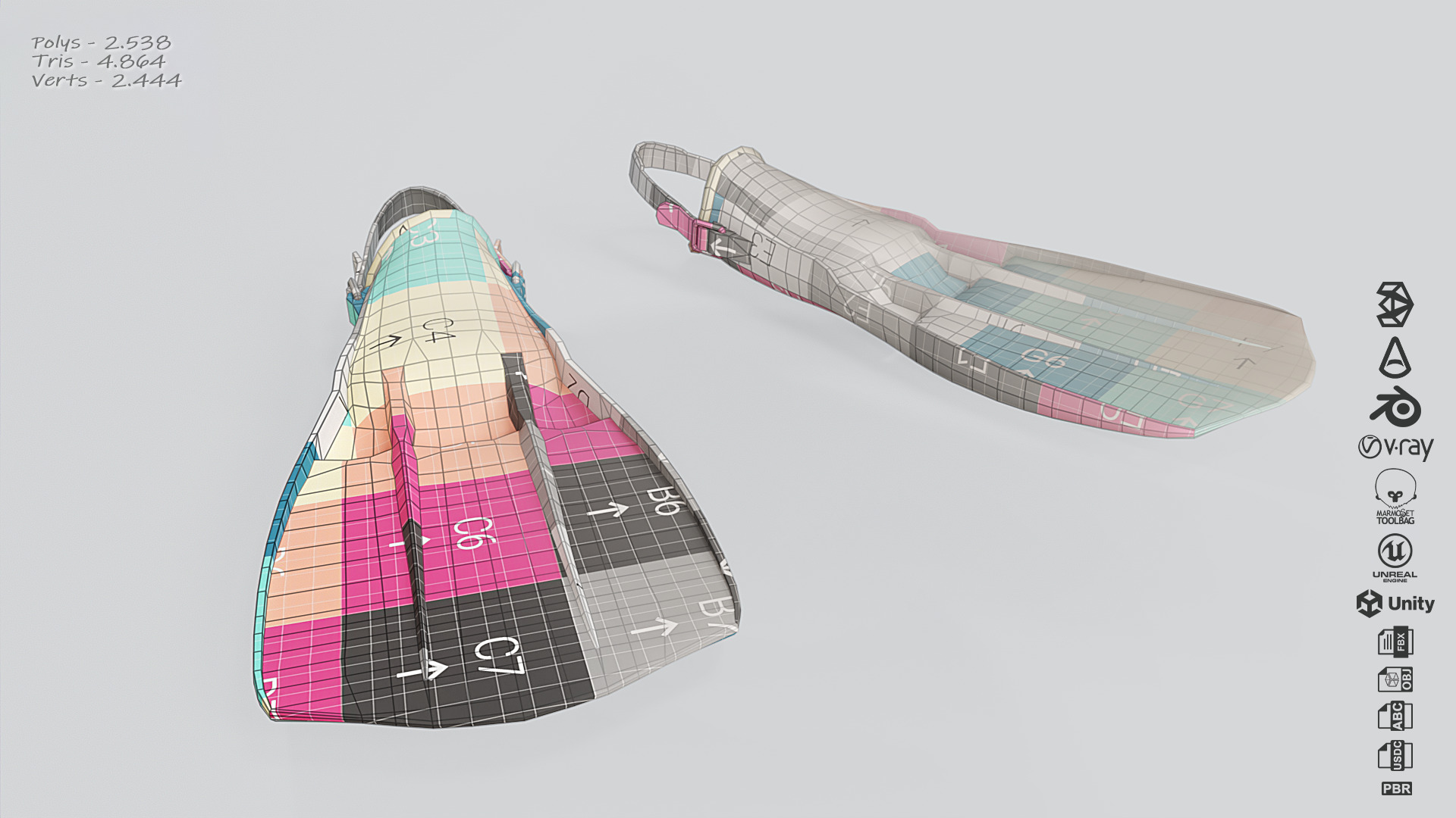Scuba Fins Low-poly 3D model_4