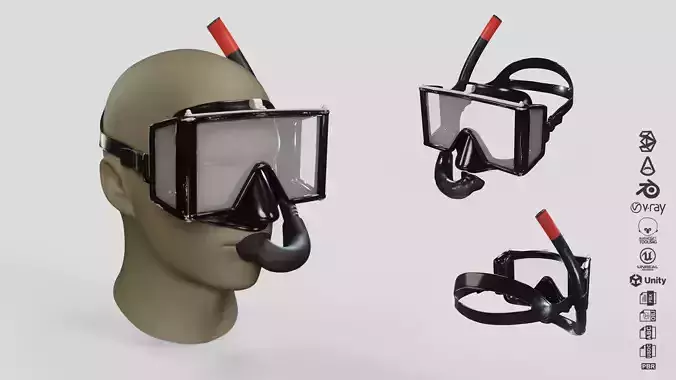 Scuba Mask Low-poly 3D model