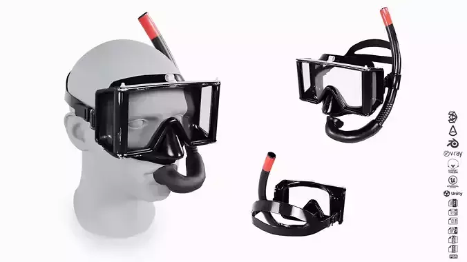 Scuba Mask Low-poly 3D model