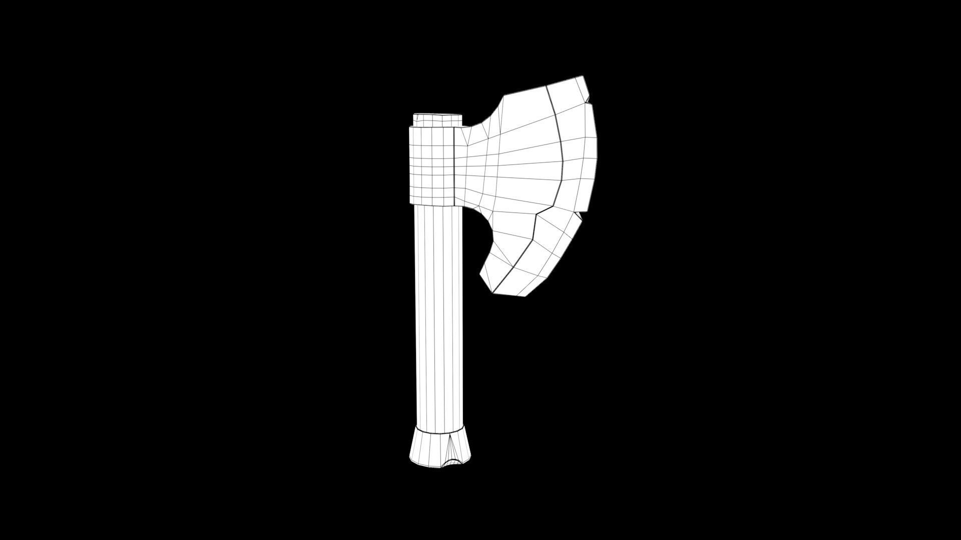 battle axe Low-poly 3D model_6