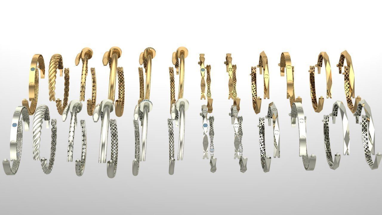 12 semicartier and similar models bracelet 3D print model_6