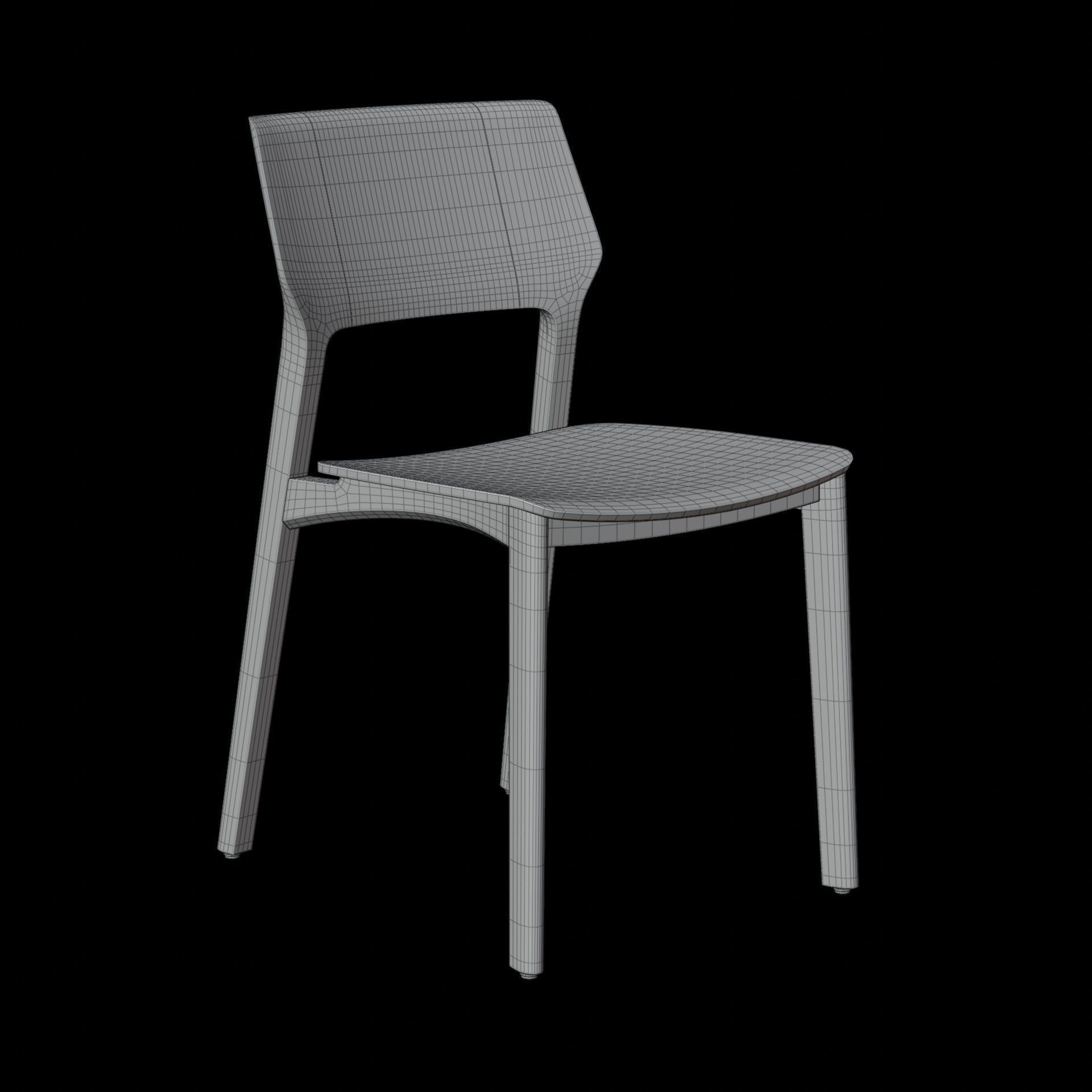 Wooden Dining Chair 3D Model Artisan Fin Chair 3D model_12