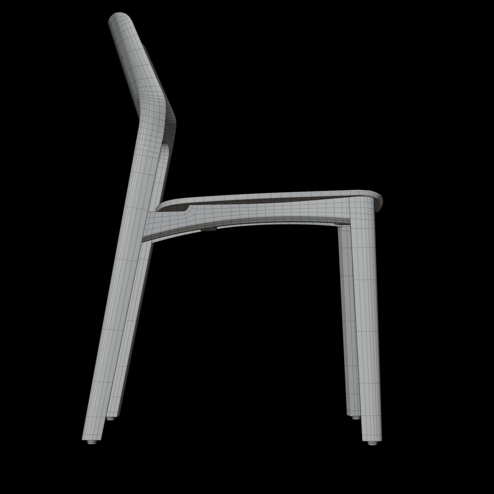 Wooden Dining Chair 3D Model Artisan Fin Chair 3D model_15