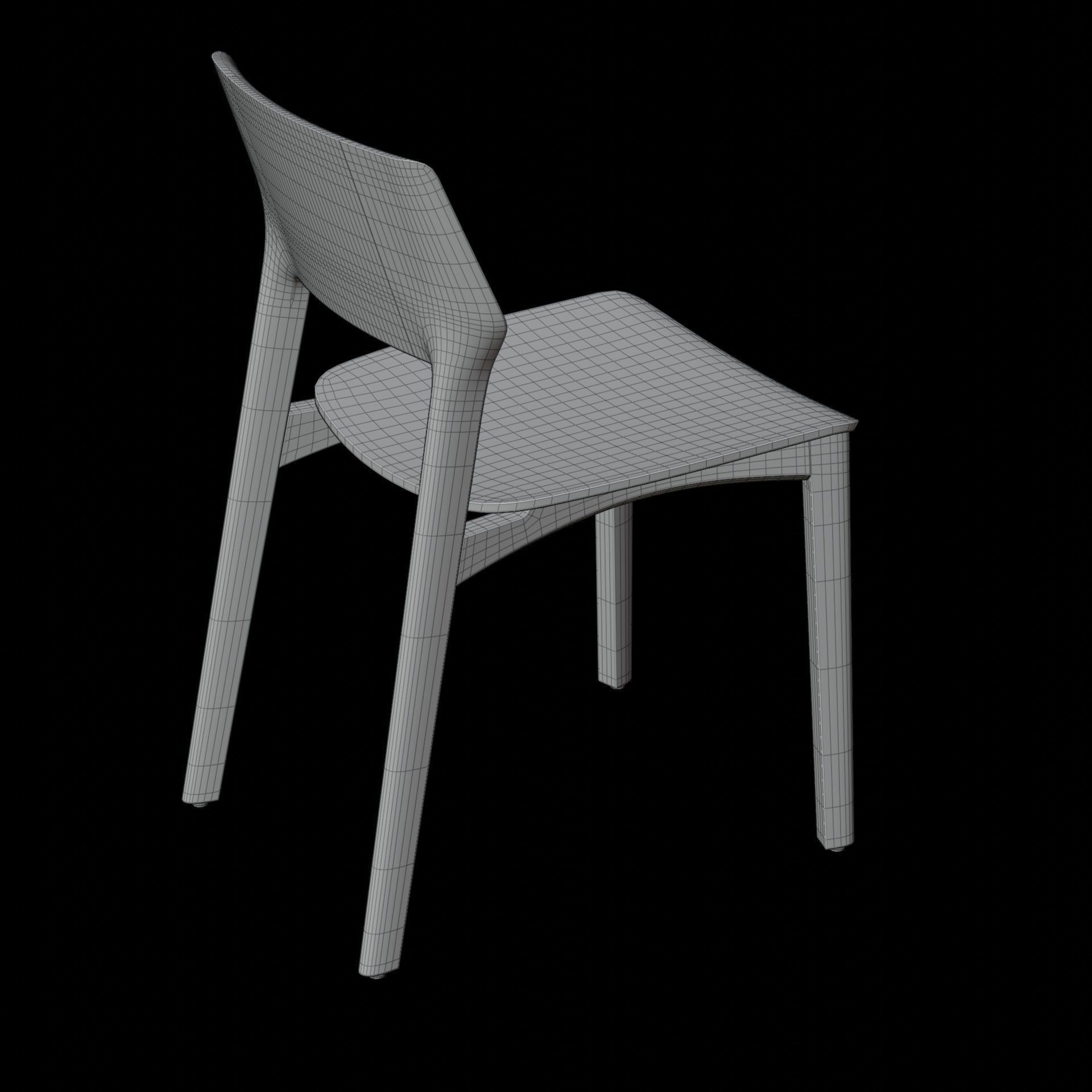 Wooden Dining Chair 3D Model Artisan Fin Chair 3D model_13