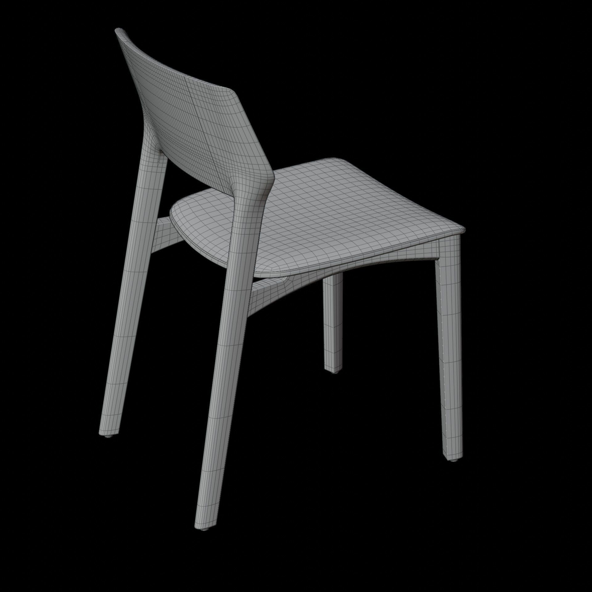 Wooden Dining Chair 3D Model Artisan Fin Chair 3D model_9