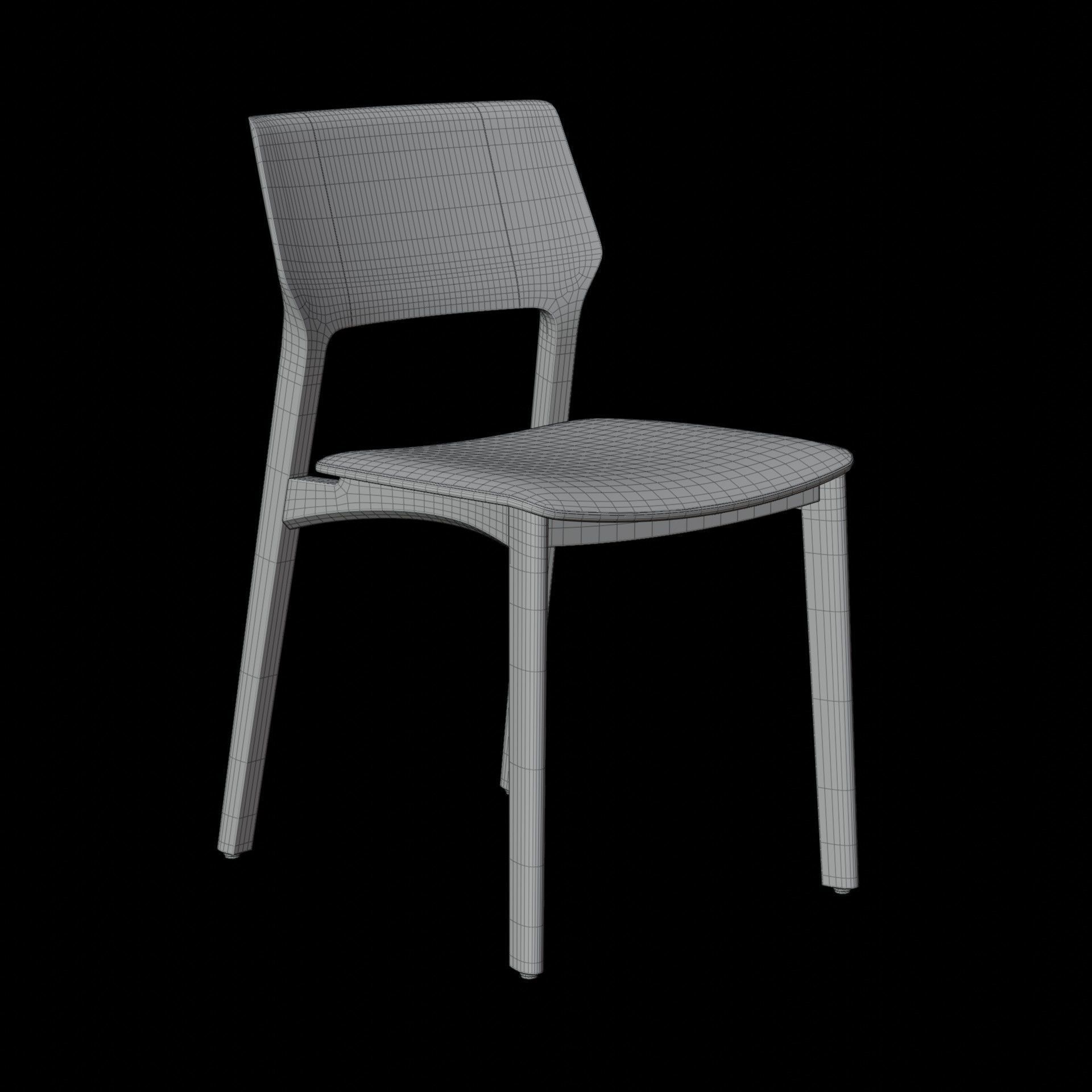 Wooden Dining Chair 3D Model Artisan Fin Chair 3D model_8