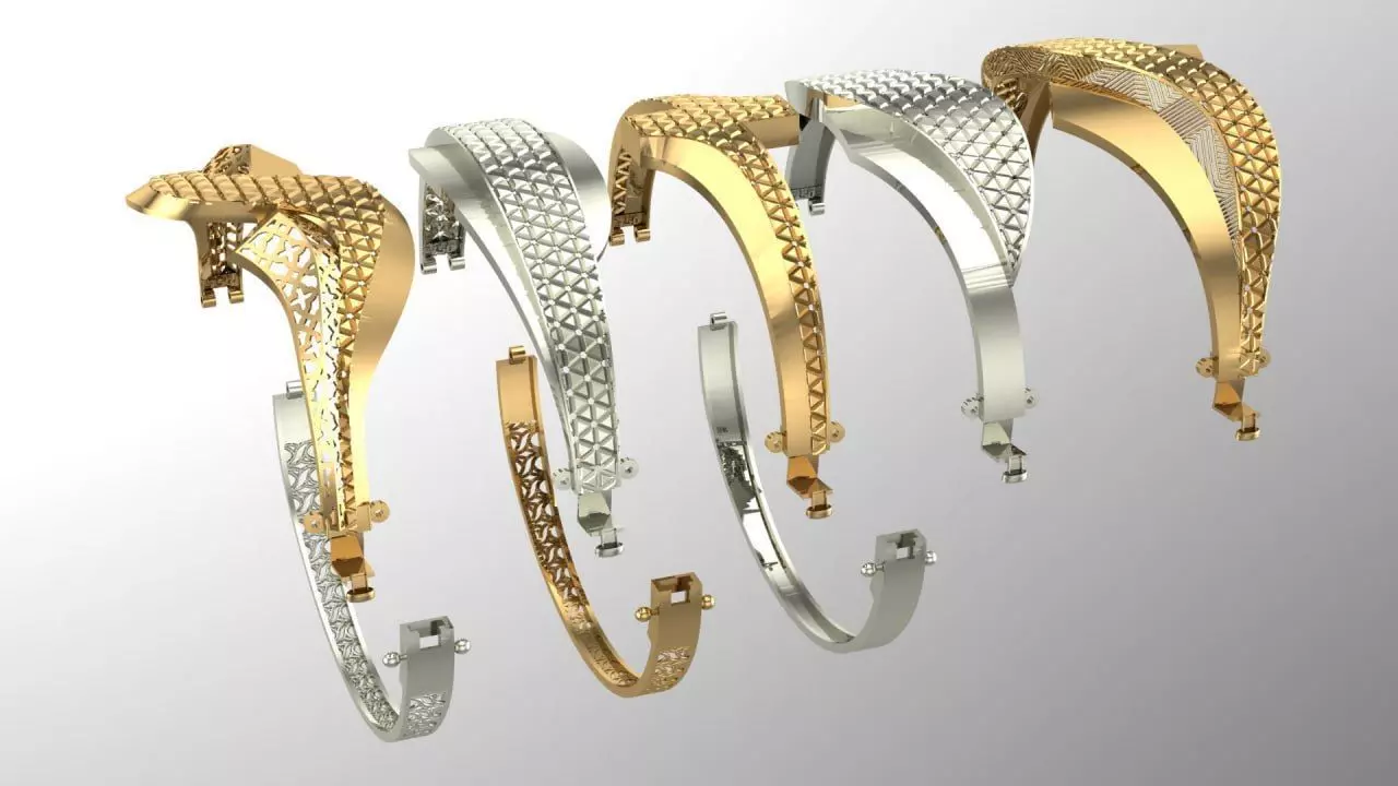 15 layout bracelets with facet on the top 5top and 3 bottem 3D print model_0