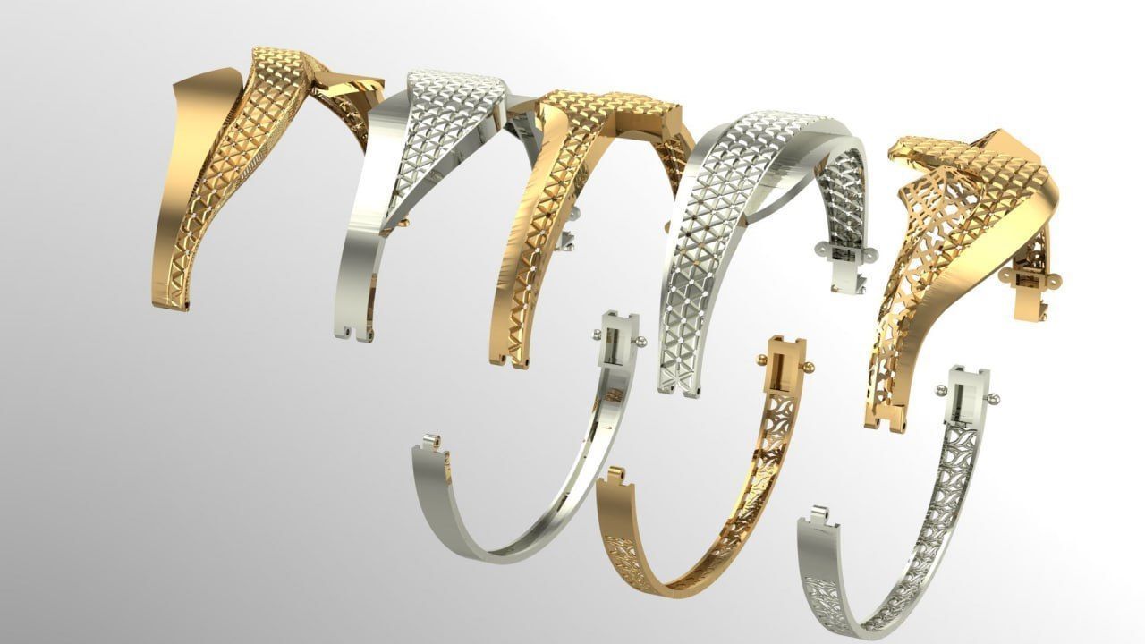 15 layout bracelets with facet on the top 5top and 3 bottem 3D print model_4