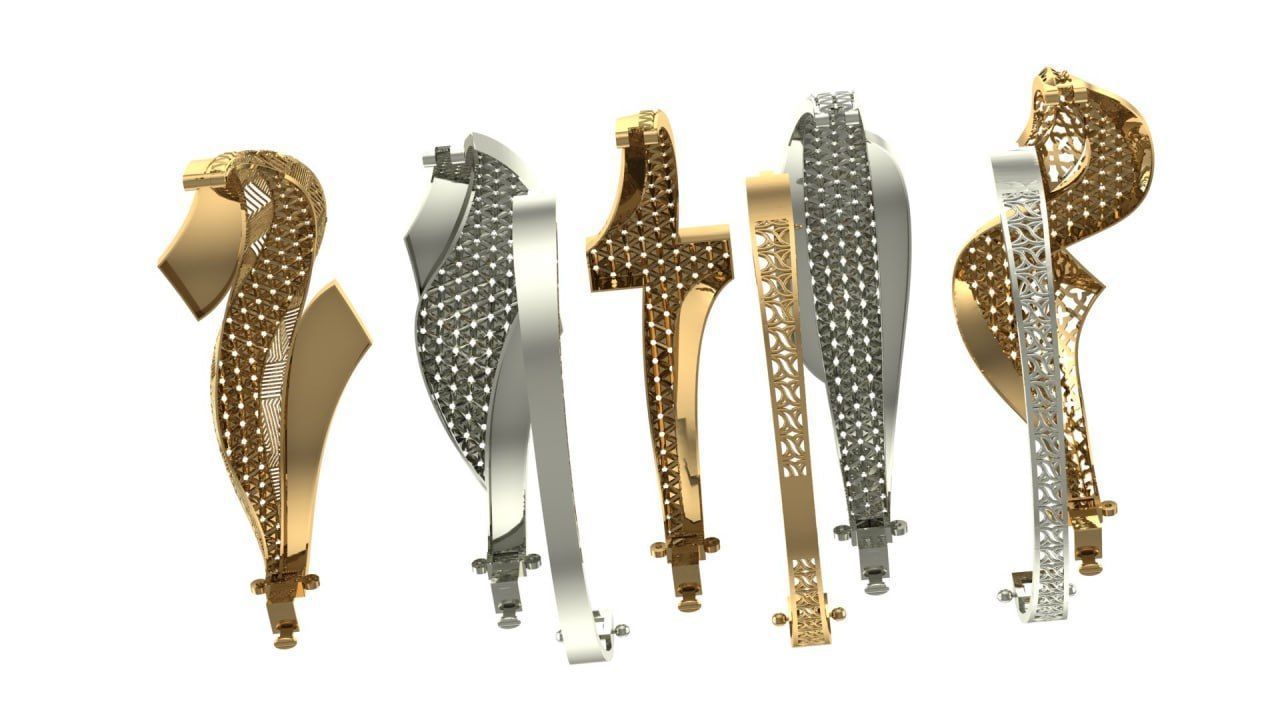 15 layout bracelets with facet on the top 5top and 3 bottem 3D print model_3