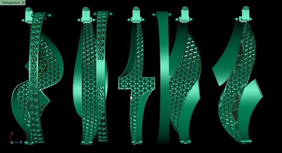 15 layout bracelets with facet on the top 5top and 3 bottem 3D print model_6