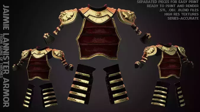 Game of Thrones Jaimie Lannister Armor for Cosplay 3D print model