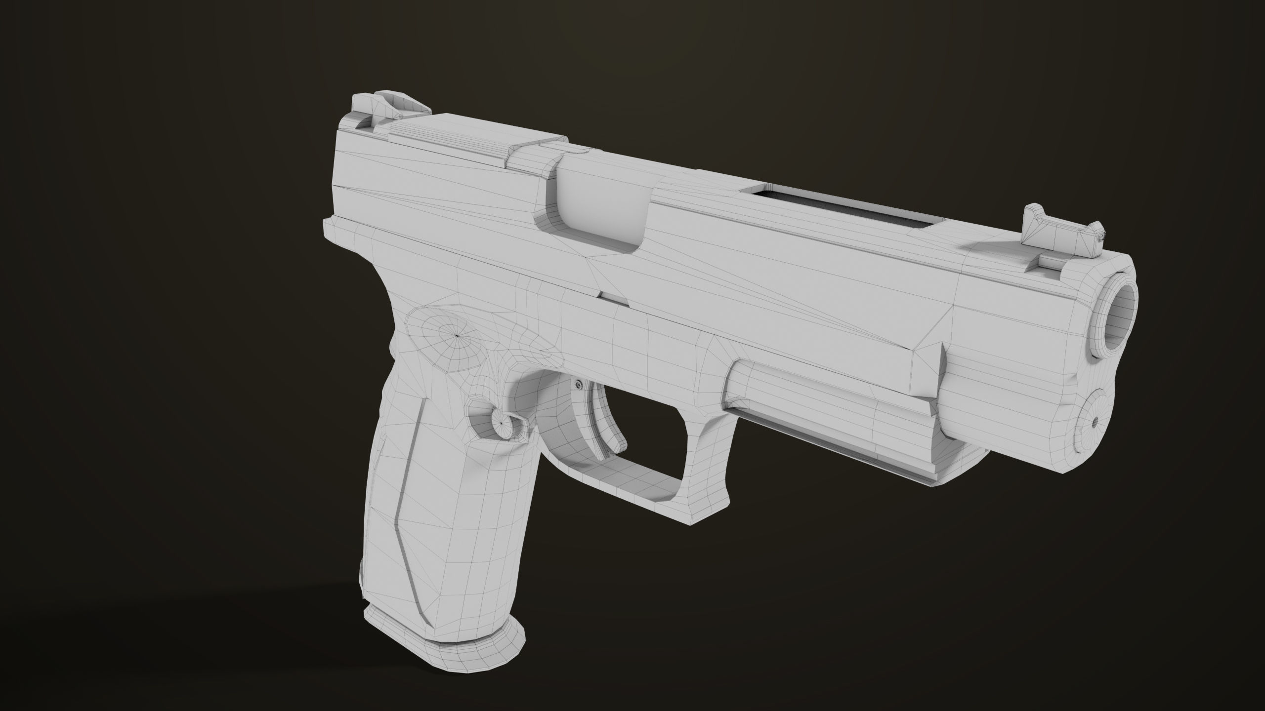 Pistol 06 Black Brown Generic All PBR Unity UE Textures Included Low-poly 3D model_57
