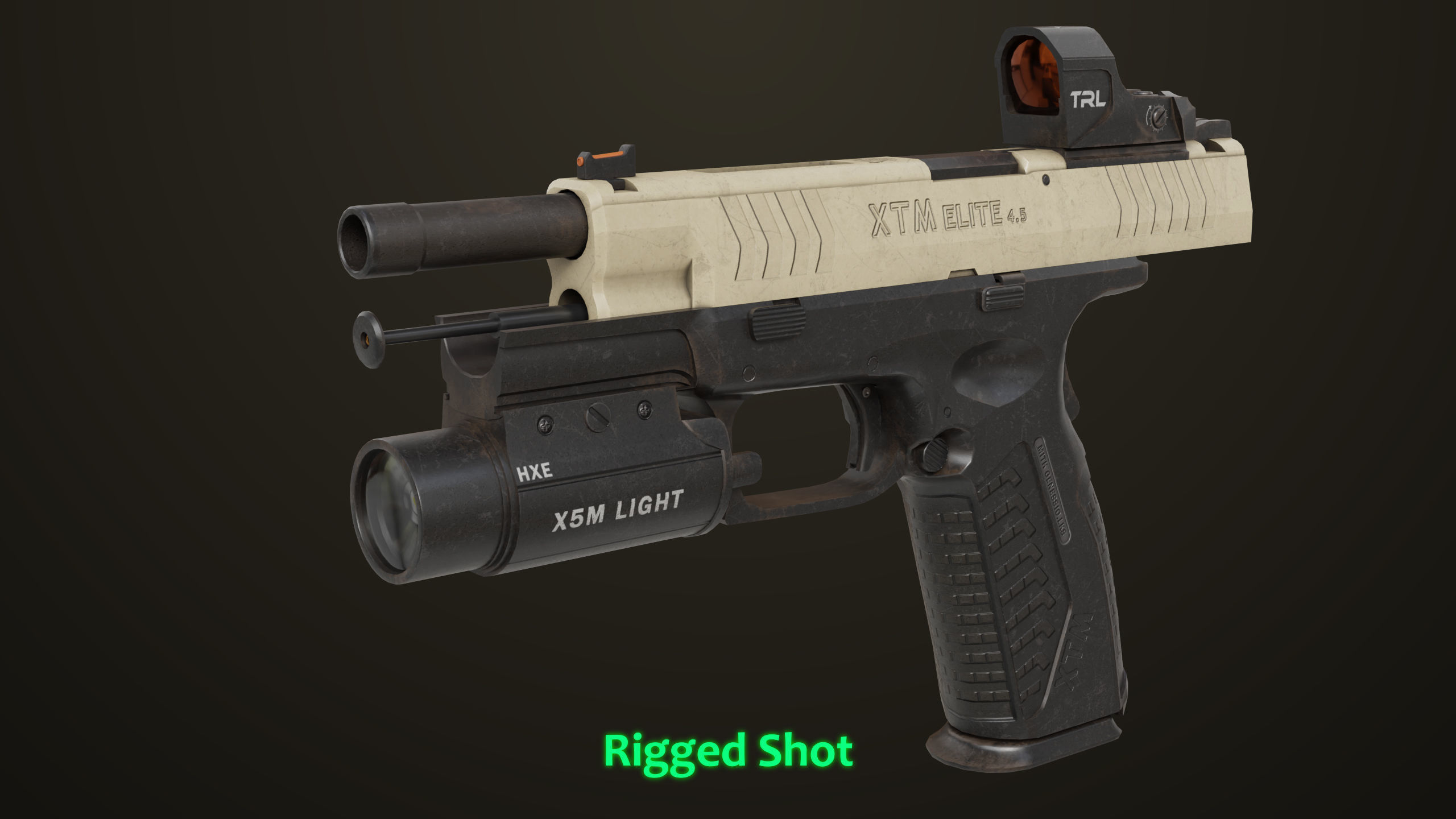 Pistol 06 Black Brown Generic All PBR Unity UE Textures Included Low-poly 3D model_20